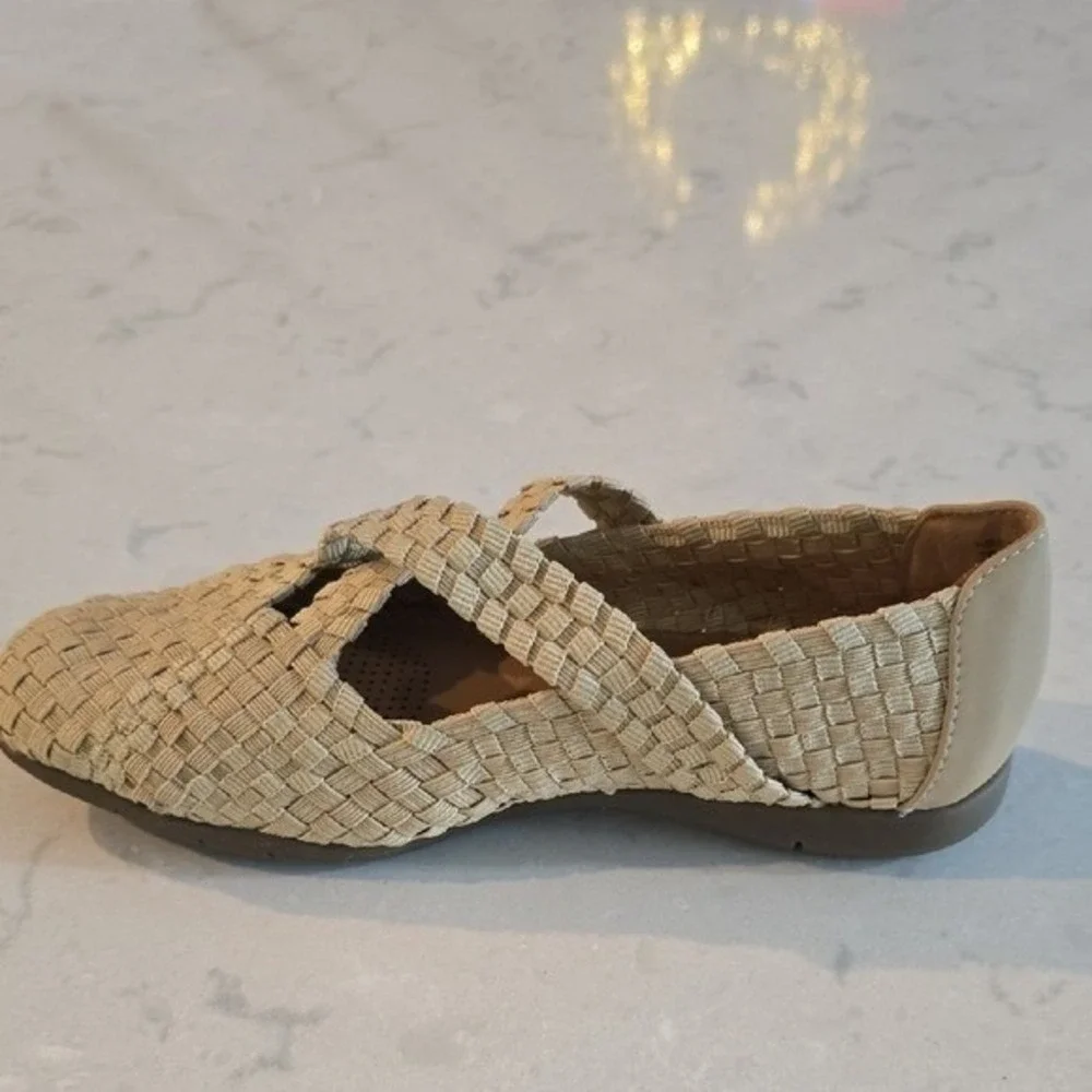 Comfortview Heleena Woven Flats Beige Basketweave Slip On Shoes Womens 7W